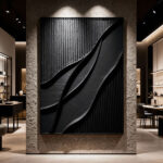 تابلو دیواری شیک راز عمق | طراحی انتزاعی سیاه با بافت برجسته برای دکوراسیون مدرن