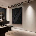 تابلو دیواری شیک راز عمق | طراحی انتزاعی سیاه با بافت برجسته برای دکوراسیون مدرن